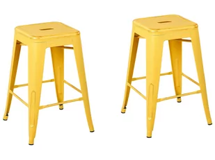 Beliani Zestaw 2 hokerów żółto-złote wysokość 60 cm CABRILLO - Taborety i hokery - miniaturka - grafika 1