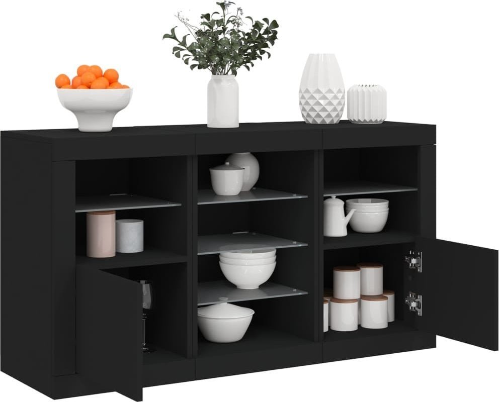 vidaXL Szafka z oświetleniem LED, czarna, 123x37x67 cm