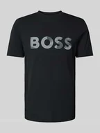 Koszulki męskie - T-shirt z nadrukiem z logo i okrągłym dekoltem - miniaturka - grafika 1