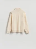 Swetry męskie - Reserved - Gładki golf z dzianiny - kremowy - miniaturka - grafika 1