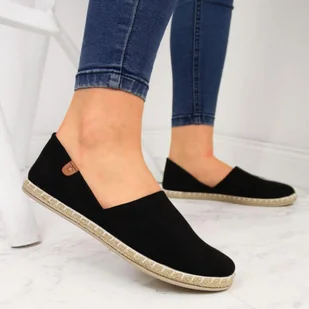 Espadryle slip on z wycięciami NEWS W EVE270A (kolor Czarny, rozmiar 41) - Slip on damskie - miniaturka - grafika 2