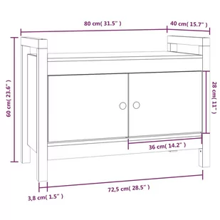 Lumarko Ławka do przedpokoju, biały, 80x40x60 cm, lite drewno sosnowe - Ławki do przedpokoju - miniaturka - grafika 11