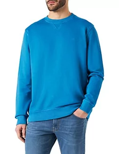 Bluzy męskie - camel active Męska bluza z czystej bawełny, niebieski, S - grafika 1