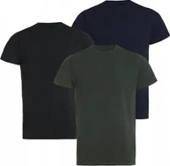 Koszulki męskie - Koszulka Męska T-shirt Bawełniany Sportowa Zielony Grafitowy Granatowy 3szt - miniaturka - grafika 1