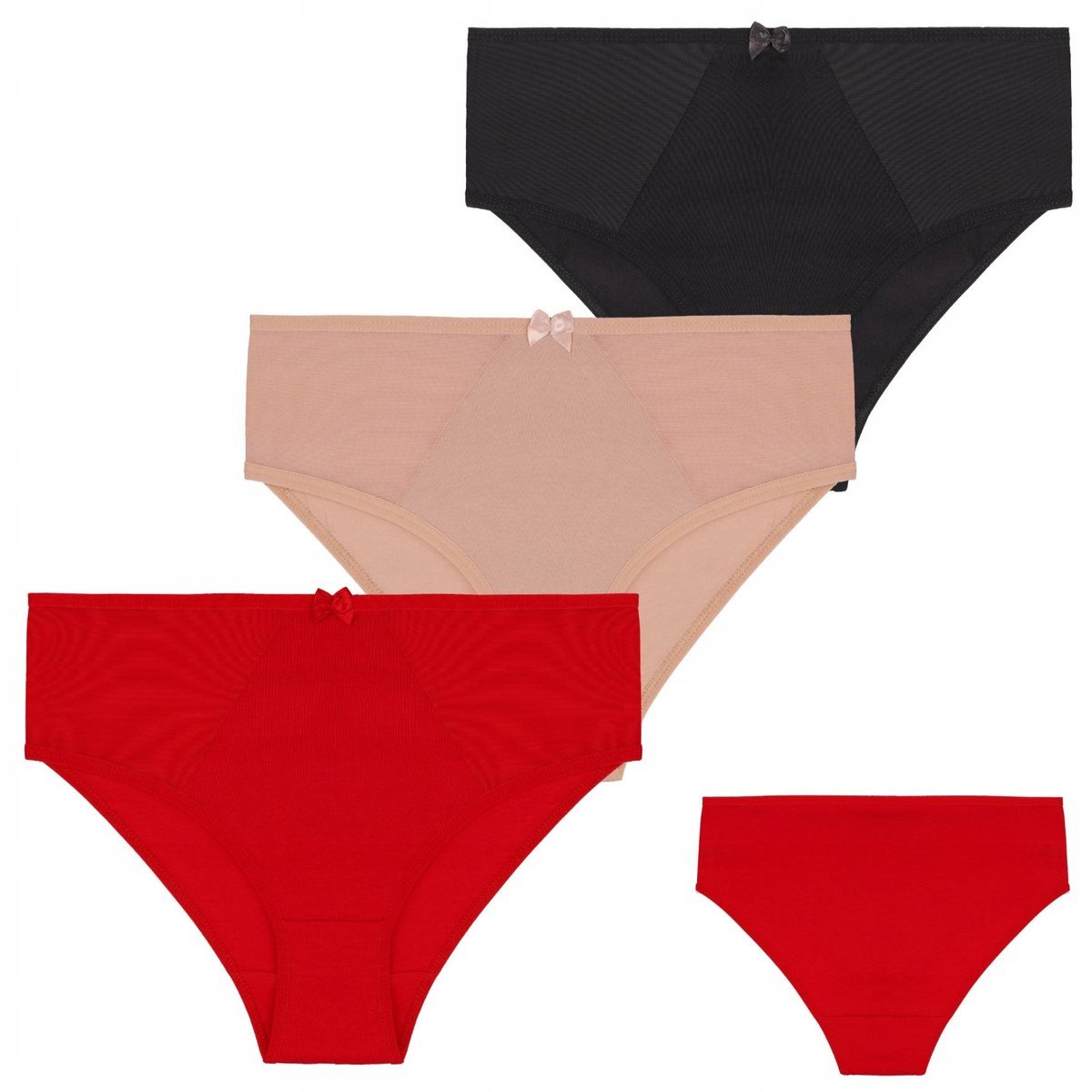 3X Figi Damskie Klasyczne Bawełna Bikini Majtki Z Siateczką Kokarda Moraj M