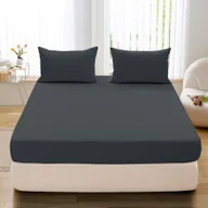 Prześcieradła - Cotton World Prześcieradło Jersey 180x200 RJPGK03M ciemnoszare z gumką - miniaturka - grafika 1