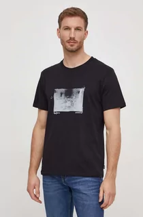Koszulki męskie - Pepe Jeans t-shirt bawełniany Clark męski kolor czarny z nadrukiem - grafika 1