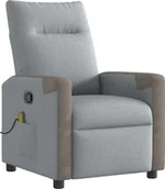 Fotele - Rozkładany fotel masujący, jasnoszary, obity tkaniną - miniaturka - grafika 1