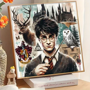 TEMU 1 Szt., Bros, WB, Harry Potter, DIY 5D Kit, Kreskówka, Urocze Wzory Dla Początkujących, Pełny Zestaw 5D Painting Do Dekoracji Ściany Domu, - Rękodzieło - miniaturka - grafika 1