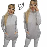Swetry damskie - SWETER DAMSKI GOLF na co dzień jak jedwab kieszonki tunika 42 44 XL 2XL - miniaturka - grafika 1