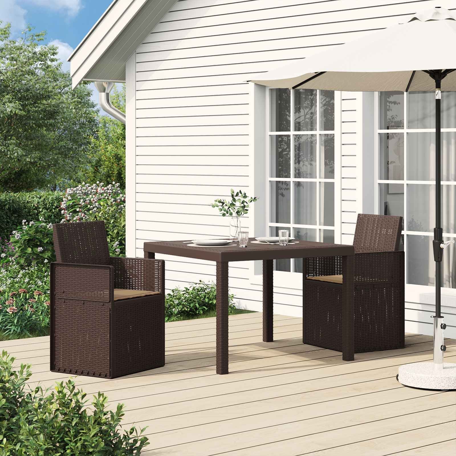 vidaXL Krzesła do ogrodu 2 pcs Brązowy i taupe PP 899991