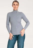 Bluzki damskie - Elegancki damski golf bluzka - sweter golf damski - M1058 Szary r. M - miniaturka - grafika 1