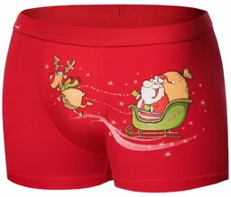 Bokserki Świąteczne Cornette 007/67 SANTA & SLEGH czerwone - Majtki męskie - miniaturka - grafika 1
