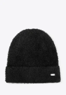 Damska czapka z miękkiej dzianiny czarna - Czapki damskie Damska czapka z miękkiej dzianiny czarna - Czapki damskie - miniaturka - grafika 1