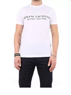 Koszulki męskie - Armani Exchange Koszulka męska Krótki rękaw Milan New York Logo Crew Neck T-Shirt, Biały, L - miniaturka - grafika 1