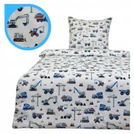 Pościel dla dzieci - Pościel Dziecięca 140x160 70x80 Koparki Niebieskie Na Białym Bawełna - miniaturka - grafika 1