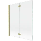 Parawany nawannowe - Mexen Mist parawan nawannowy 2-skrzydłowy lewy 140 x 150 cm, transparent, złoty szczotkowany - 8A9-140-002-55-00-L - miniaturka - grafika 1
