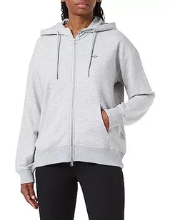 GANT Damska bluza z kapturem REL Shield Full Zip Hoody, jasnoszary melanż, standardowa, jasnoszary melanżowy - Bluzy damskie - miniaturka - grafika 1