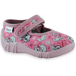 Różowe kapcie na rzep do żłobka dla dziewczynki z kotkiem Wojtyłko Ada Kotki - Buty dla dziewczynek - miniaturka - grafika 1