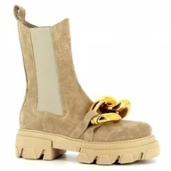 Botki damskie - Beżowe sztyblety damskie CARINII - Carinii - miniaturka - grafika 1