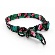 Obroże dla psów - Obroża półzaciskowa Tropical Monstera szeroka na 2,5 cm, dla średnich i większych psów, czarne dodatki-L/XL - miniaturka - grafika 1