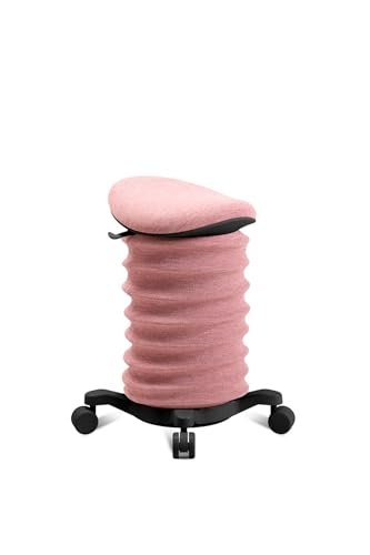 TOPSTAR Sitness 4D dynamiczny taboret do siedzenia na kółkach, certyfikat AGR, kolor czarny, różowy, ergonomiczny taboret biurowy, z regulacją wysokości, wzmacnia plecy, odciąża krążki międzykręgowe
