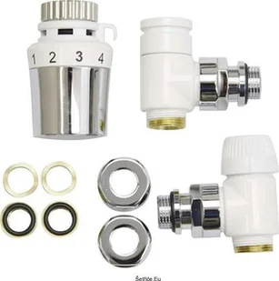 Honeywell Zestaw grzejnikowy dekoracyjny kątowy głowica term. chrom HOMEXPERT by Honeywell DWZGłowica term. chrom + zawór term. kątowy 1/2 + złączki do rur - Akcesoria grzewcze - miniaturka - grafika 1