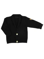 Bluzy dla chłopców - Chłopięca bluza dresowa zapinana na guziki czarna Nicol,r.140 - miniaturka - grafika 1