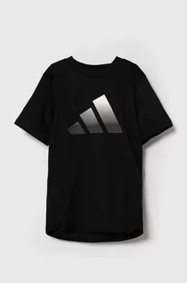 Koszulki dla dziewczynek - adidas t-shirt dziecięcy kolor czarny z nadrukiem - grafika 1
