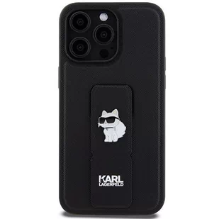 Etui Karl Lagerfeld KLHCP13XGSACHPK Apple iPhone 13 Pro Max hardcase Gripstand Saffiano Choupette Pins czarny/black - Etui i futerały do telefonów - miniaturka - grafika 4