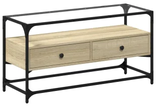 Loftowa Szafka Ze Szklanym Blatem Dąb Sonoma W3-E77 - Szafki RTV Loftowa Szafka Ze Szklanym Blatem Dąb Sonoma W3-E77 - Szafki RTV - miniaturka - grafika 1