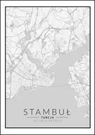 Plakaty - Galeria Plakatu, Plakat, Stambuł Mapa Czarno Biała, 40x60 cm - miniaturka - grafika 1