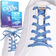 Akcesoria obuwnicze - Sznurówki elastyczne bez wiązania z zapinkami niebieskie z brokatem - miniaturka - grafika 1