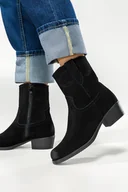 Botki damskie - Czarne botki skórzane damskie Sergio Leone kowbojki z przeszyciami BT284-S-CA - miniaturka - grafika 1