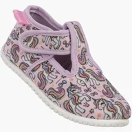 Buty dla dziewczynek - Kapcie Dziecięce Na Rzepy Barefoot Buty Lekkie Skórzana Wkładka Wojtyłko Różowe Różowy 22 - miniaturka - grafika 1