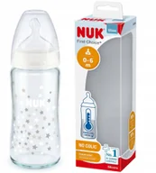 Butelki dla niemowląt - NUK First Choice+ szklana butelka Kontrola temp antykolkowa 240 ml 0-6m - miniaturka - grafika 1