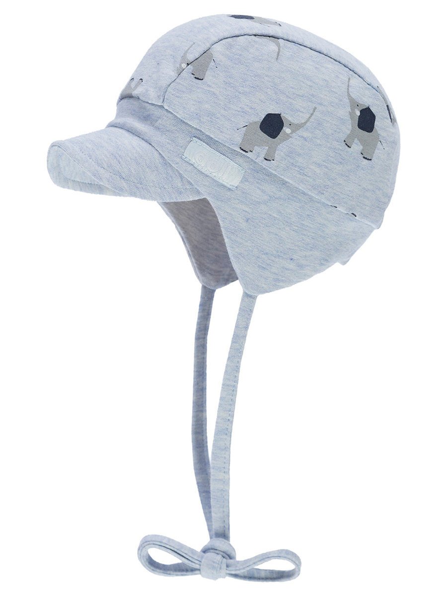 Dziecięca czapka wiązana słoniki błękitna Döll