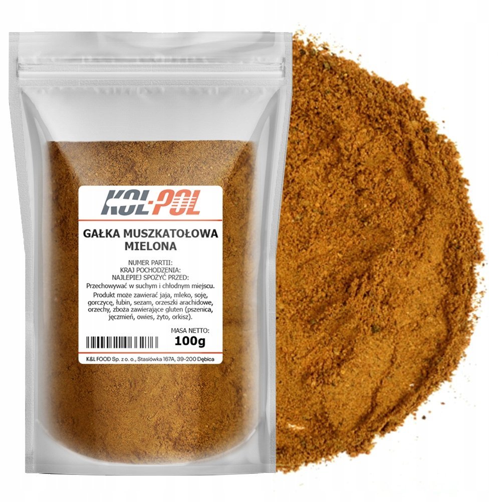 GAŁKA MUSZKATOŁOWA MIELONA 100g Aromatyczna przyprawa naturalna Kol-Pol