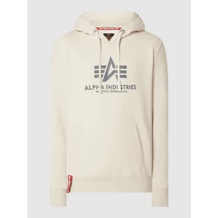 Bluzy męskie - Bluza z kapturem z mieszanki bawełny - Alpha Industries - grafika 1