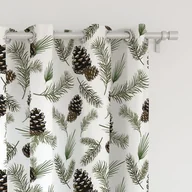 Zasłony - Zasłona WINTER  wzór BN07 | sosnowe gałązki i szyszki 150 x 160 cm tkanina standard - miniaturka - grafika 1
