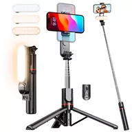 Pozostałe akcesoria do telefonów - Kijek Selfie Stick uchwyt do telefonu zdjęć statyw Tripod L15 z Lampa LED + Pilot Bluetooth na telefon Czarny - miniaturka - grafika 1