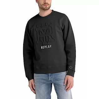 Bluzy męskie - Replay bluza męska, 098 BLACK, 3XL - grafika 1