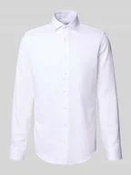 Koszule męskie - Koszula biznesowa o kroju slim fit z fakturowanym wzorem - miniaturka - grafika 1