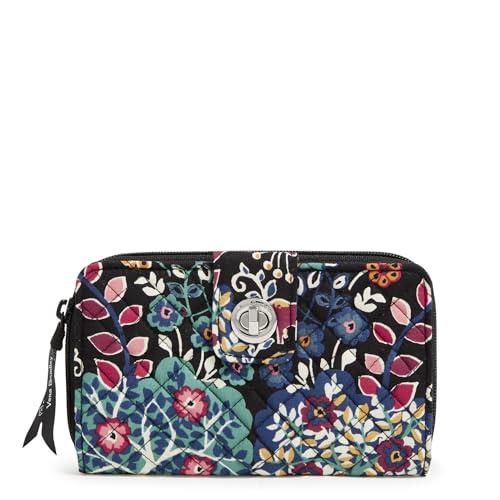 Vera Bradley Damski bawełniany portfel z blokadą z ochroną RFID, oczarowany, jeden rozmiar
