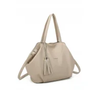 Torebki damskie - Pojemna Torebka Damska Shopper Worek A4 LUIGISANTO Beżowa Skóra Eko - miniaturka - grafika 1