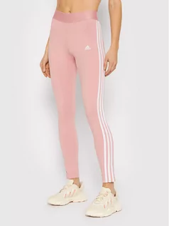 Spodnie sportowe damskie - Adidas Legginsy 3S Leg HD1828 Różowy Tight Fit - grafika 1