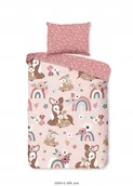 Pościel dla dzieci - Pościel dla dziecka sarenka kwiaty wiosna 100x135 różowa bawełniana - miniaturka - grafika 1