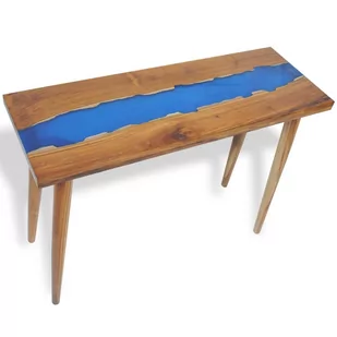 vidaXL Stolik typu konsola z drewna tekowego i żywicy, 100x35x75 cm - Konsole i sekretarzyki - miniaturka - grafika 1