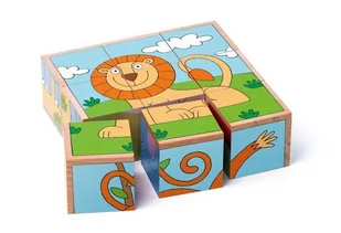 WOODY Puzzle sześcienne kostki zwierzęta egzotyczne WD93056 - Układanki dla dzieci - miniaturka - grafika 1