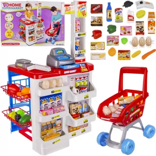 Supermarket Sklep Kasa dla Dzieci Stragan + Wózek Koszyk z Akcesoria Duży ISO TRADE - Zabawy w naśladowanie dorosłych - miniaturka - grafika 1